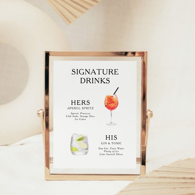 Signature Boissons Mariage Cocktail Menu Poster (Créateur téléchargé)