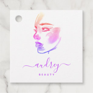 Signature Chic Typografy Lila und Beauty QR Geschenkanhänger