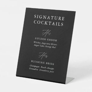 Signature-Cocktail-Bar-Zeichen für Schwarze Hochze Sockelschild