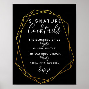 Signature Cocktail Bar Zeichen geometrische Hochze Poster