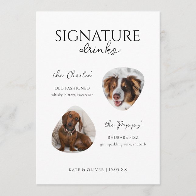 Signature Cocktail Dog Foto Drinks Bar Menükarte (Vorderseite)