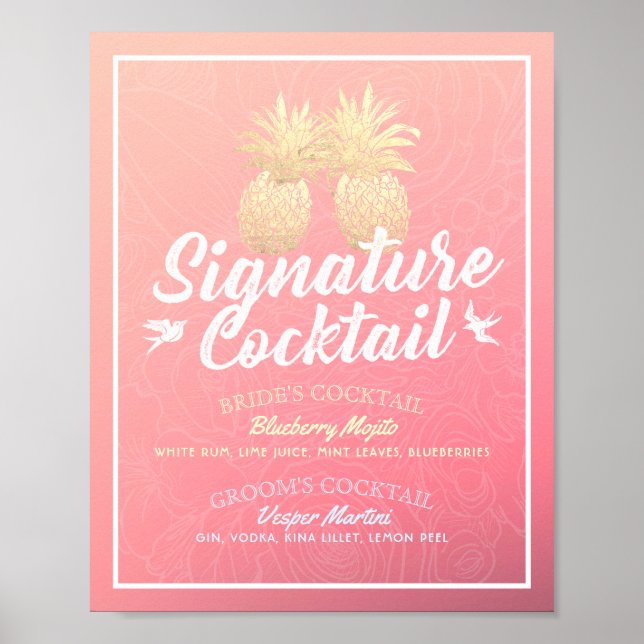 Signature Cocktail Drink Menü Hochzeitsdekor Poste Poster (Vorne)