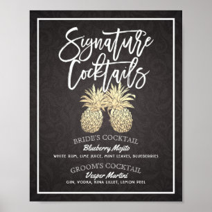 Signature Cocktail Drink Menü Hochzeitsdekor Poste Poster