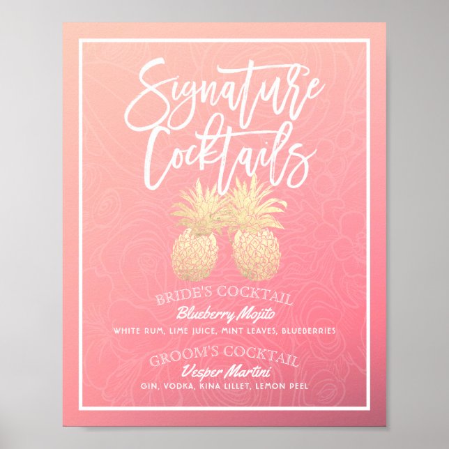Signature Cocktail Drink Menü Hochzeitsdekor Poste Poster (Vorne)