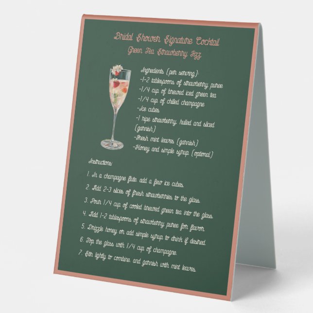 Signature Cocktail Green Tee Strawberry Fizz Tischaufsteller (Vorderseite)
