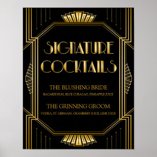 Signature-Cocktail-Hochzeitszeichen   Gatsby Art D Poster