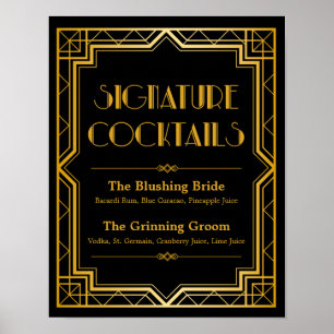 Signature-Cocktail-Hochzeitszeichen   Gatsby Art D Poster