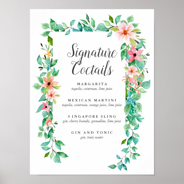 Signature-Cocktail-Menü-Signatur für tropischen Hi Poster (Vorne)
