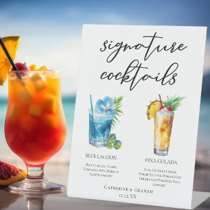 Signature Cocktails Beach Wedding Menü Sockelschild