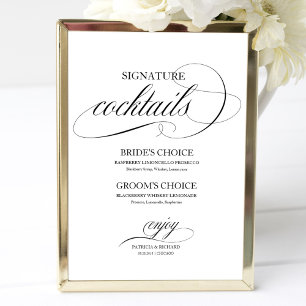 Signature-Cocktails Black Script Poster