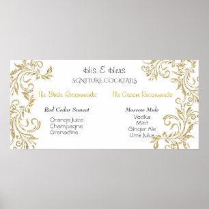 Signature-Cocktails, Brie und Groom-Gold-Glitzer Poster