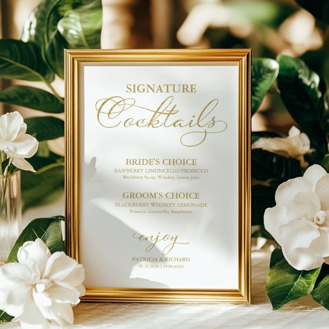 Signature Cocktails Gold Foil Wedding Zeichen Poster (Von Creator hochgeladen)