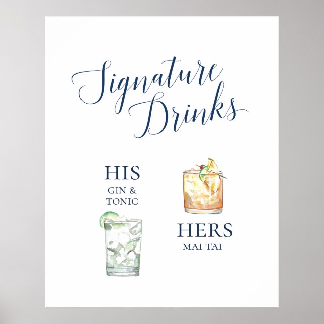 Signature Cocktails Hochzeit Poster (Vorne)