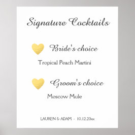 Signature Cocktails Hochzeitszeichen, Imitate gold Poster
