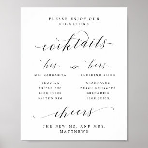 Signature Cocktails Sign & Your Bar Menu Unterschr Poster