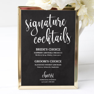 Signature-Cocktails-Tafel für Hochzeitsfeiern Poster