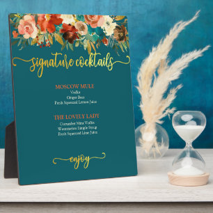 Signature Cocktails Zeichen - Aquamarin & orange B Fotoplatte
