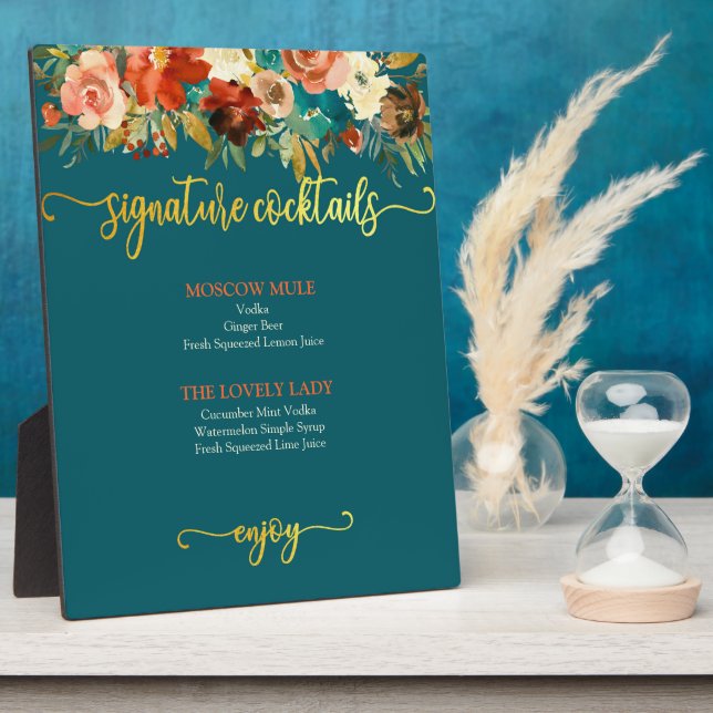 Signature Cocktails Zeichen - Aquamarin & orange B Fotoplatte (Seite)