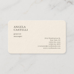 Signature Cream Trendy Moderne Minimalistisch Schl Visitenkarte