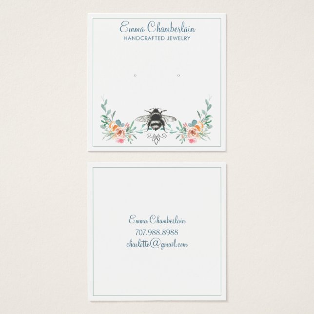 Signature de script Personnalisé Bee Floral (Devant & derrière)