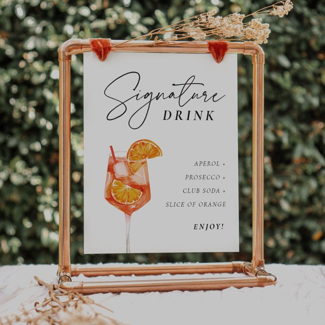 Signature Drink Aperol Bridal Shower Sign Poster (Von Creator hochgeladen)