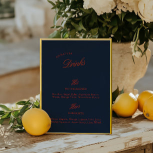 Signature Drink Deep Blue Schwarze Hochzeitskarte