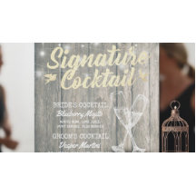 Signature Drink Menu Champagne Glass Wood
