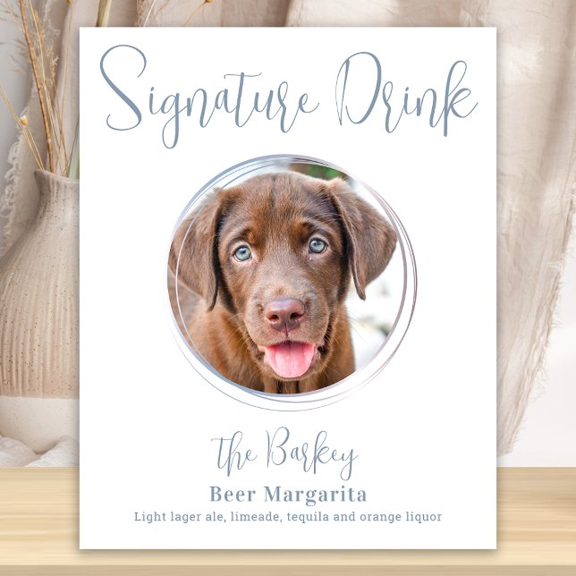 Signature Drink Modern Dusty Blue Dog Haustier Hoc Poster (Von Creator hochgeladen)