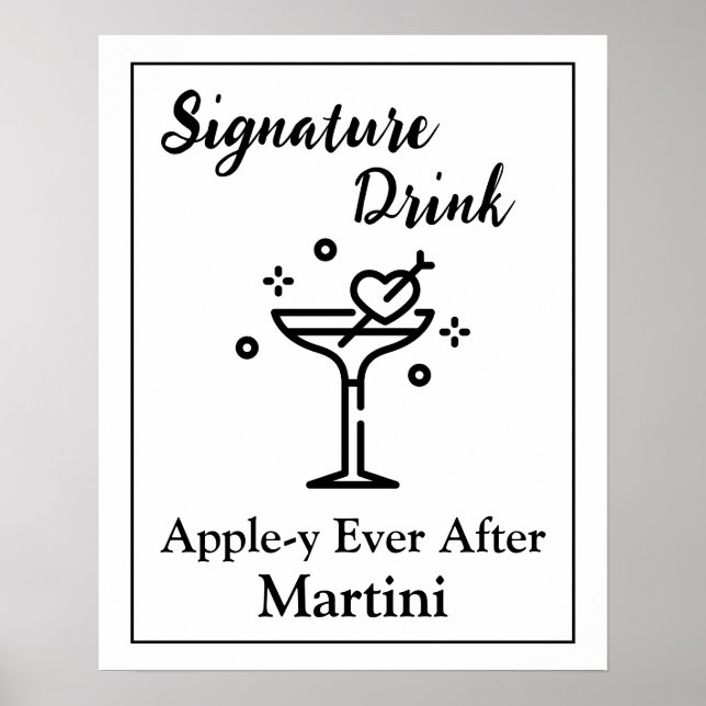 Signature Drink Sign for Wedding Bar Martini Poster (Vorne)