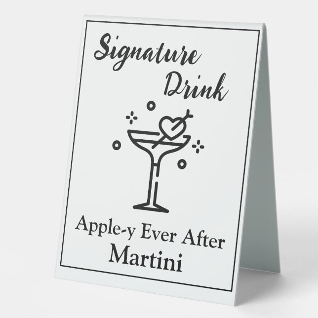 Signature Drink Sign for Wedding Bar Martini Tischaufsteller (Vorderseite)