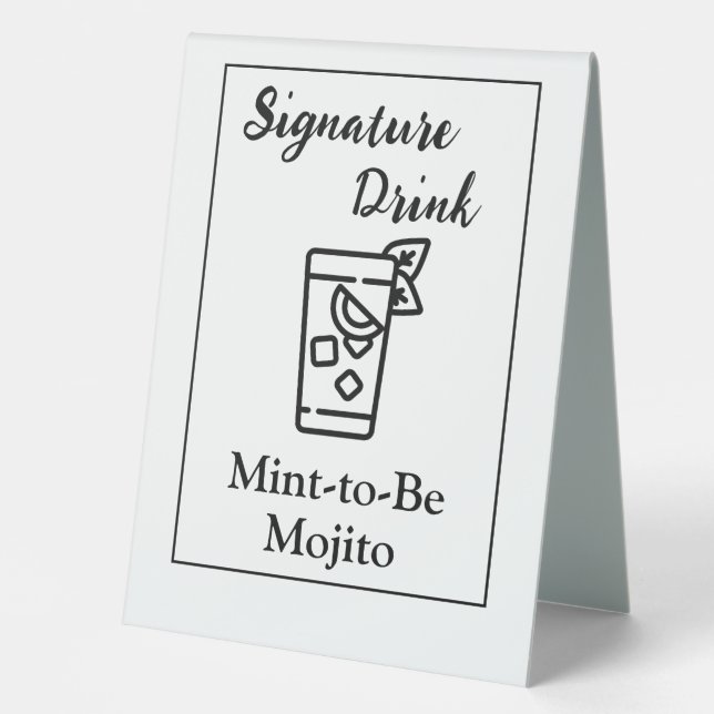 Signature Drink Sign for Wedding Bar Tischaufsteller (Vorderseite)