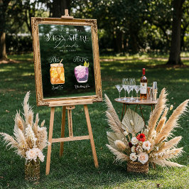 Signature Drink Wedding Bar Sign Cling Fensteraufkleber