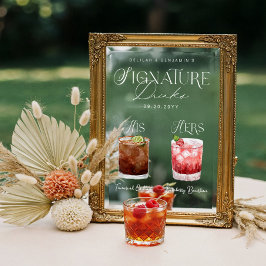 Signature Drink Wedding Bar Sign Cling Fensteraufkleber