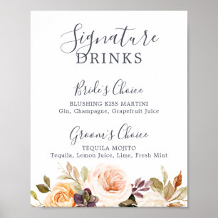 Signature Drinks auf der rustikalen Erde Florals Poster