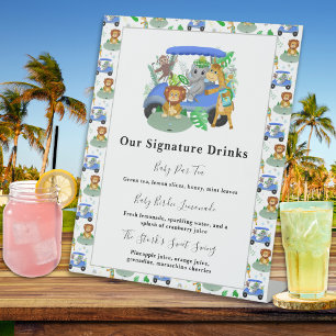 Signature-Drinks Baby Boy Elephant & Monkey Golf Sockelschild