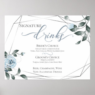 Signature Drinks Bar Menu Unterschrift "Bride Groo Poster