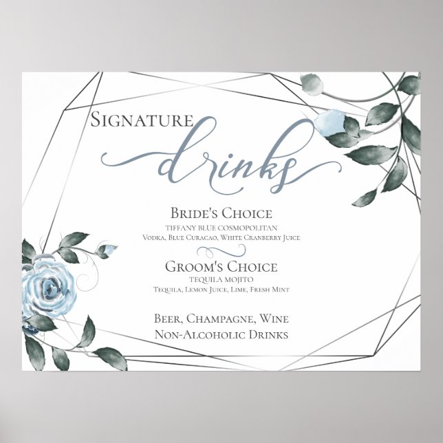 Signature Drinks Bar Menu Unterschrift "Bride Groo Poster (Vorne)