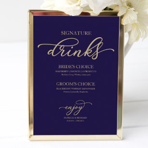 Signature-Drinks Chic Gold Schrift Navy Blau Poster