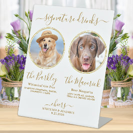 Signature Drinks Custom Foto Gold Pet Hochzeit Bar Sockelschild