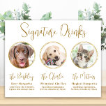 Signature Drinks Elegant Gold 3 Foto Haustier Hoch Poster<br><div class="desc">Unterschreiben Sie Cocktails von Ihren Haustieren! Bringen Sie Ihren besten Hund, die beste Katze und jedes Haustier in Ihre Hochzeit mit einem eigenen Bar für Ihre Gäste. Ideal für Hundeliebhaber, und ein spezielles Hundeschlitten Bar wird bei Ihrer Hochzeit ein Hit sein. Einfaches, aber elegantes Gold. Passen Sie dieses Lieblingshilfeschild mit...</div>