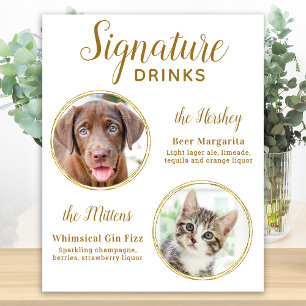Signature Drinks Elegant Gold Pet Hochzeit 2 Foto Poster