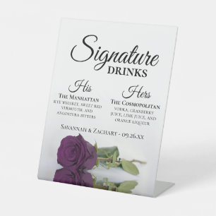 Signature Drinks Elegant Plum Lila Rose Hochzeit Sockelschild