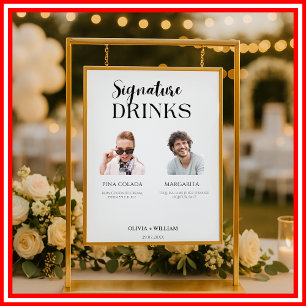 Signature-Drinks Foto   Elegante Hochzeitsbar-Spei Poster