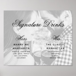 Signature Drinks Foto Elegantes Script Hochzeitsze Poster
