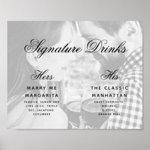 Signature Drinks Foto Elegantes Script Hochzeitsze Poster