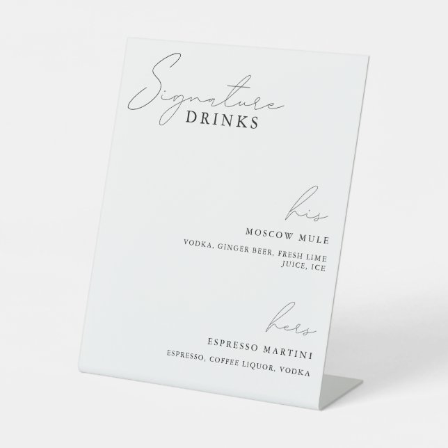 Signature Drinks für die schwarze Zeitlosigkeit de Sockelschild (Vorderseite)