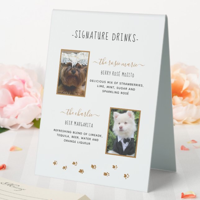 Signature Drinks Gold Pet Hochzeit Foto Tischaufsteller (In Situ (Hochzeit))