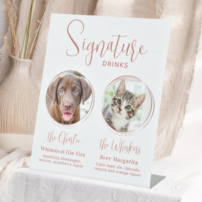 Signature Drinks Haustiere Hochzeit Rose Gold Bar Sockelschild (Von Creator hochgeladen)