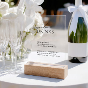 Signature Drinks Hochzeit Bar Acrylschild