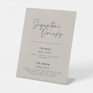 Signature Drinks Hochzeit modern minimalgrau Sockelschild